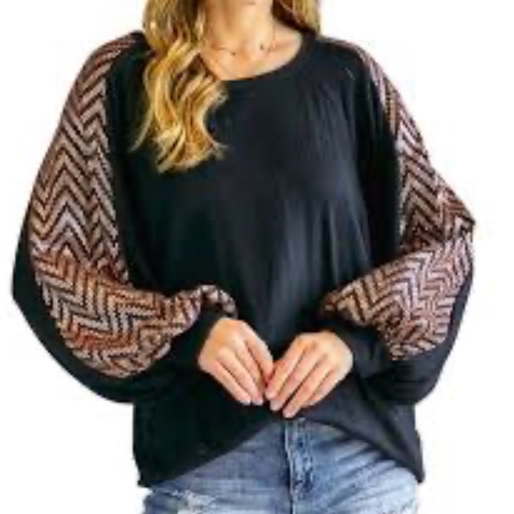 NWT Adora Sequin Sleeve Top